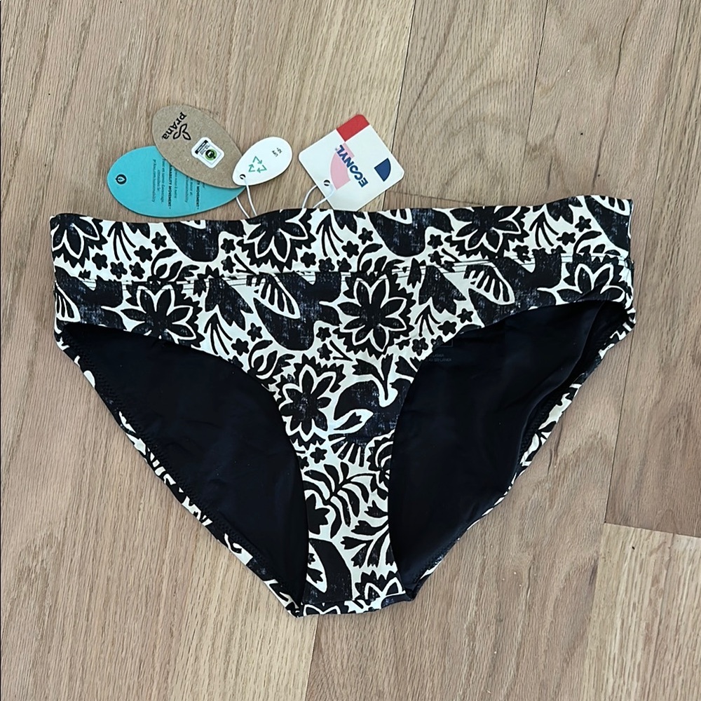 Prana Black and White Floral Bikini Bottoms